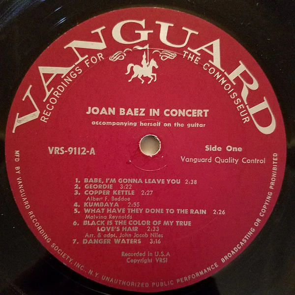 Joan Baez - In Concert (LP, Album, Mono, No ) (Very Good Plus (VG+)) - Image 3