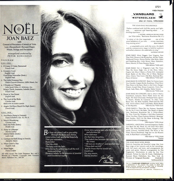 Joan Baez - Noël (LP, Album, RE) (Very Good (VG)) - Image 2