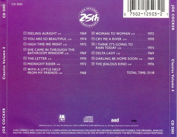 Joe Cocker - Classics Volume 4 (CD, Comp, Club, RE, CRC) (Near Mint (NM or M-)) - Image 2