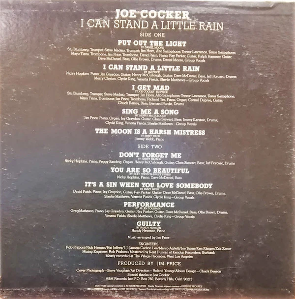 Joe Cocker - I Can Stand A Little Rain (LP, Album, Mon) (Very Good Plus (VG+)) - Image 2