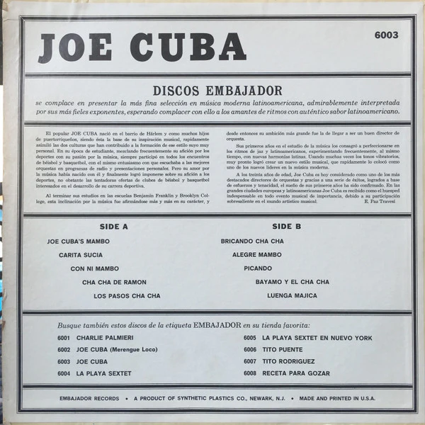 Joe Cuba - Joe Cuba (LP, Album, Comp, Mono) (Good (G)) - Image 2