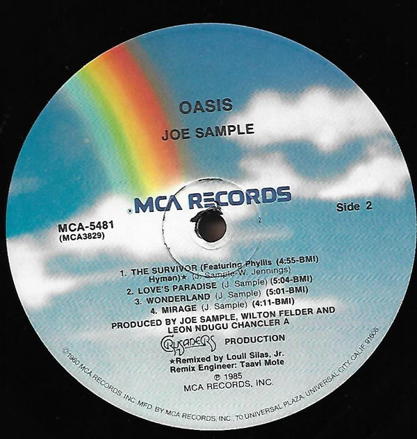 Joe Sample - Oasis (LP, Album, Pin) (Very Good Plus (VG+)) - Image 3