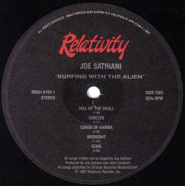 Joe Satriani - Surfing With The Alien (LP, Album, EMW) (Very Good (VG)) - Image 4