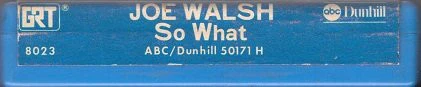 Joe Walsh - So What (8-Trk, Album) (Very Good (VG)) - Image 2