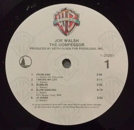 Joe Walsh - The Confessor (LP, Album, SRC) (Near Mint (NM or M-)) - Image 3