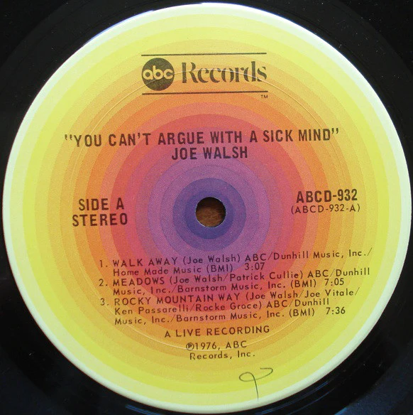 Joe Walsh - You Can't Argue With A Sick Mind (LP, Album, San) (Very Good (VG)) - Image 3