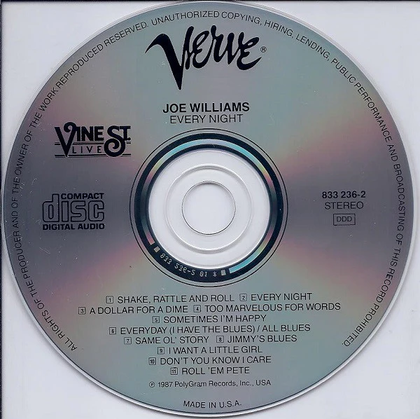 Joe Williams - Every Night − Live At Vine St. (CD, Album) (Near Mint (NM or M-)) - Image 3