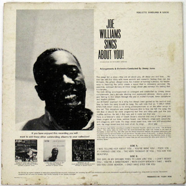 Joe Williams - Sings About You (LP, Album, Mono) (Very Good Plus (VG+)) - Image 3
