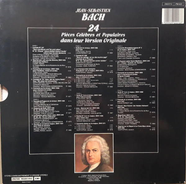 Johann Sebastian Bach - 24 Pièces Célèbres Et populaires Dans Leur Version Originale (3xLP, Comp, Box) (Near Mint (NM or M-)) - Image 2