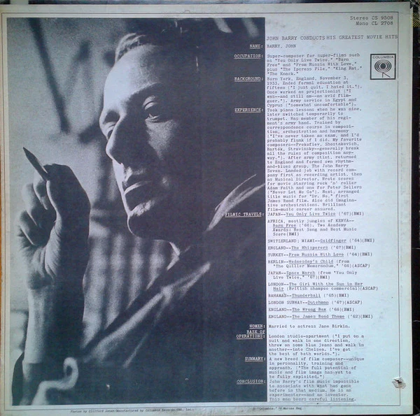 John Barry - John Barry Conducts His Greatest Movie Hits (LP, Comp) (Very Good Plus (VG+)) - Image 2