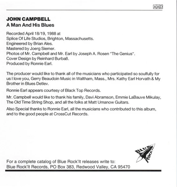 John Campbell - A Man And His Blues (CD, Album) (Very Good Plus (VG+)) - Image 2
