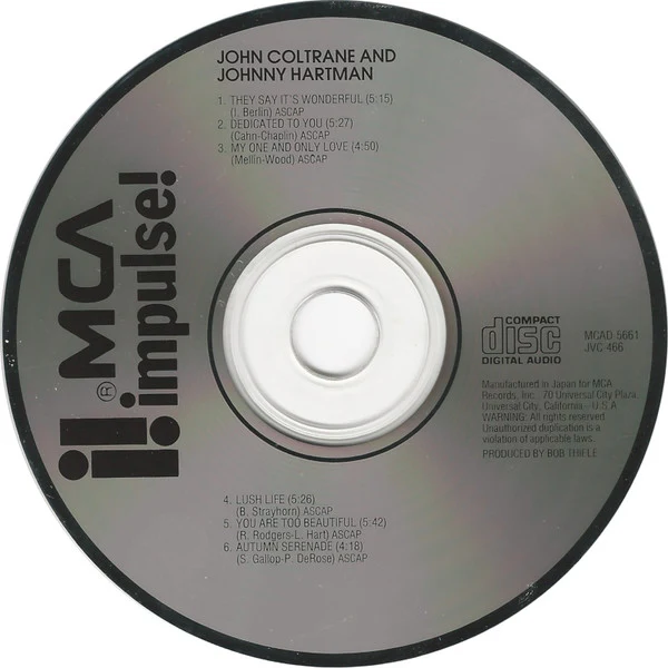 John Coltrane & Johnny Hartman - John Coltrane & Johnny Hartman (CD, Album, RE, RM) (Very Good Plus (VG+)) - Image 3
