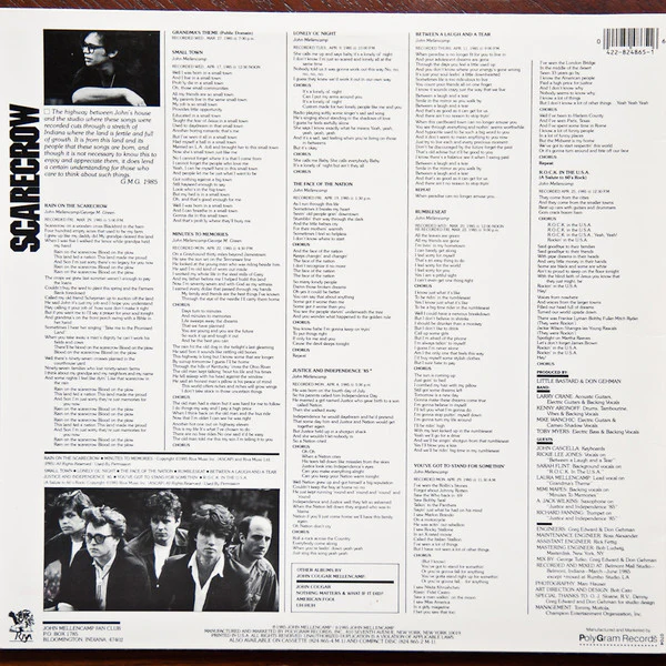 John Cougar Mellencamp - Scarecrow (LP, Album, 53 ) (Near Mint (NM or M-)) - Image 2