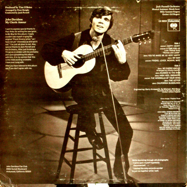 John Davidson - My Cherie Amour (LP, Album) (Very Good Plus (VG+)) - Image 2