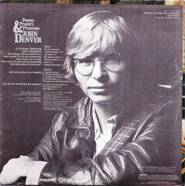 John Denver - Poems, Prayers & Promises (LP, Album, Ind) (Very Good (VG)) - Image 2