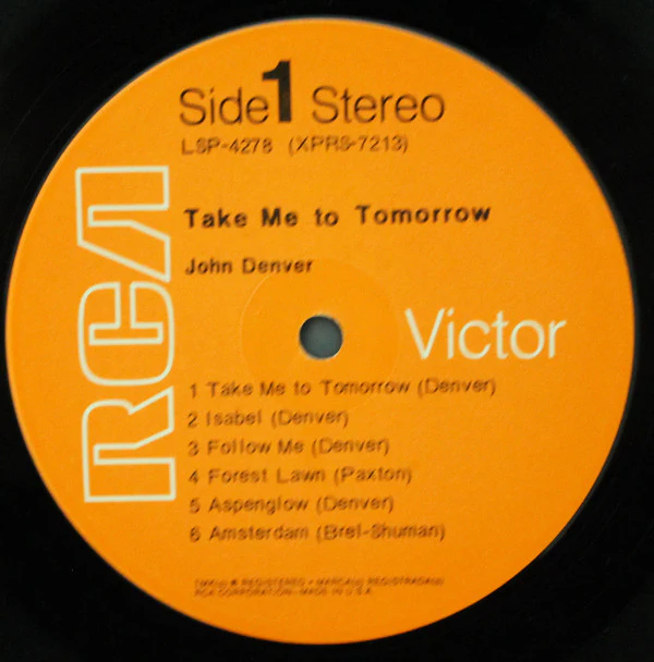 John Denver - Take Me To Tomorrow (LP, Album, Ind) (Near Mint (NM or M-)) - Image 3