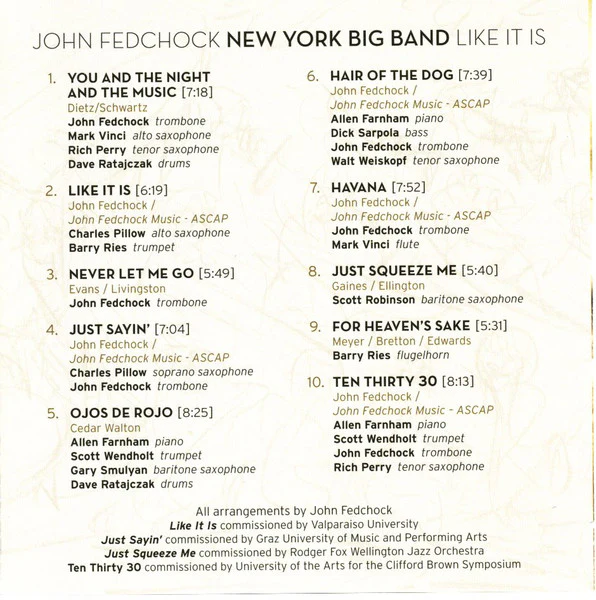 John Fedchock New York Big Band - Like It Is (CD, Album) (Near Mint (NM or M-)) - Image 3