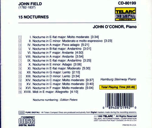 John Field , John O'Conor - 15 Nocturnes (CD, Album) (Near Mint (NM or M-)) - Image 2