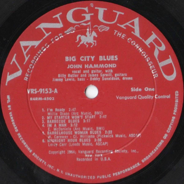 John Hammond* - Big City Blues (LP, Album, Mono) (Very Good Plus (VG+)) - Image 3