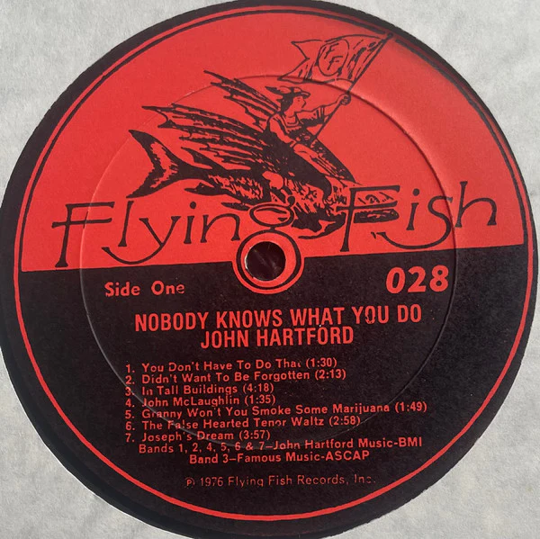 John Hartford - Nobody Knows What You Do (LP, Album) (Very Good Plus (VG+)) - Image 2