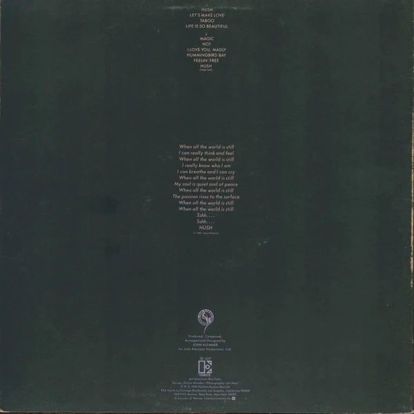 John Klemmer - Hush (LP, Album) (Very Good (VG)) - Image 2