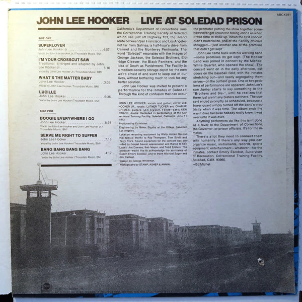 John Lee Hooker - Live At Soledad Prison (LP, Album) (Very Good Plus (VG+)) - Image 2