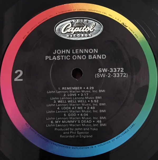 John Lennon / The Plastic Ono Band - John Lennon/Plastic Ono Band (LP, Album, RP, Rai) (Very Good (VG)) - Image 4