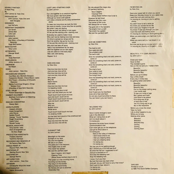 John Lennon & Yoko Ono - Double Fantasy (LP, Album, Gol) (Very Good Plus (VG+)) - Image 5