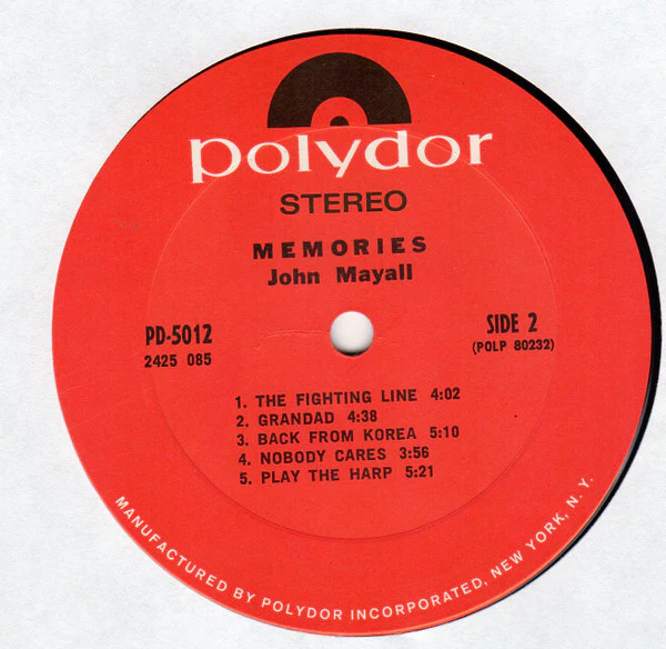 John Mayall • Jerry McGee • Larry Taylor - Memories (LP, Album, Pit) (Very Good Plus (VG+)) - Image 5
