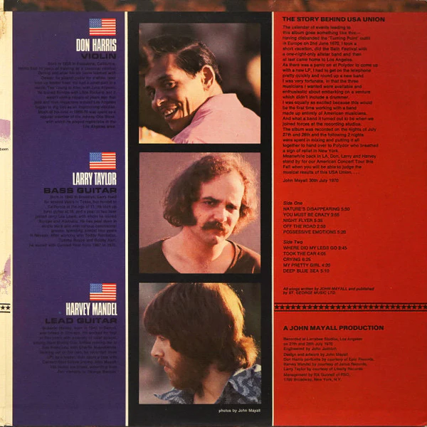John Mayall - USA Union (LP, Album, Tex) (Very Good Plus (VG+)) - Image 3