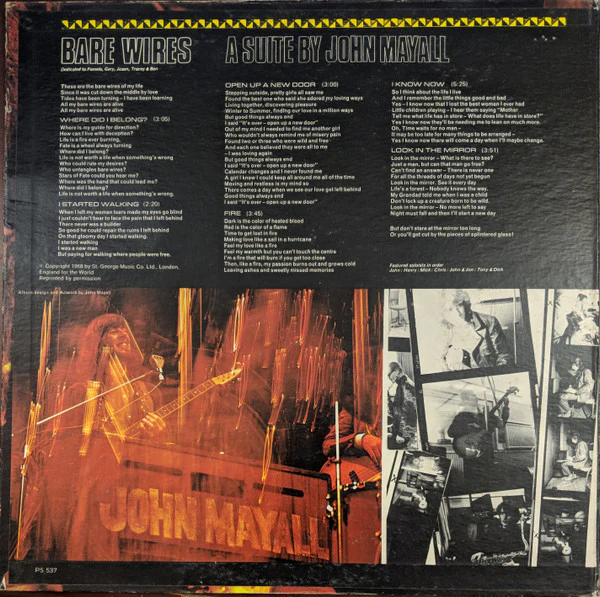 John Mayall & The Bluesbreakers - Bare Wires (LP, Album, Pit) (Very Good Plus (VG+)) - Image 2