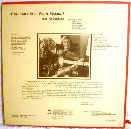 John McCutcheon - How Can I Keep From Singing? (LP) (Near Mint (NM or M-)) - Image 2