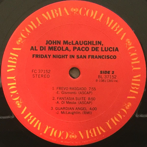 John McLaughlin / Al Di Meola / Paco De Lucía - Friday Night In San Francisco (LP, Album, Pit) (Very Good Plus (VG+)) - Image 4