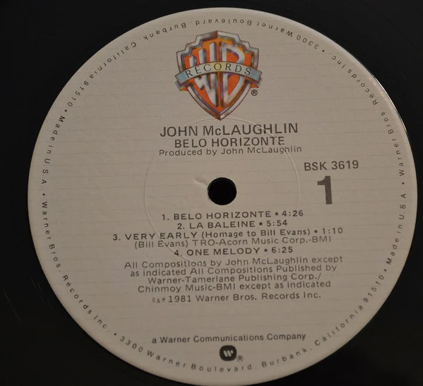 John McLaughlin - Belo Horizonte (LP, Album, Jac) (Very Good Plus (VG+)) - Image 3