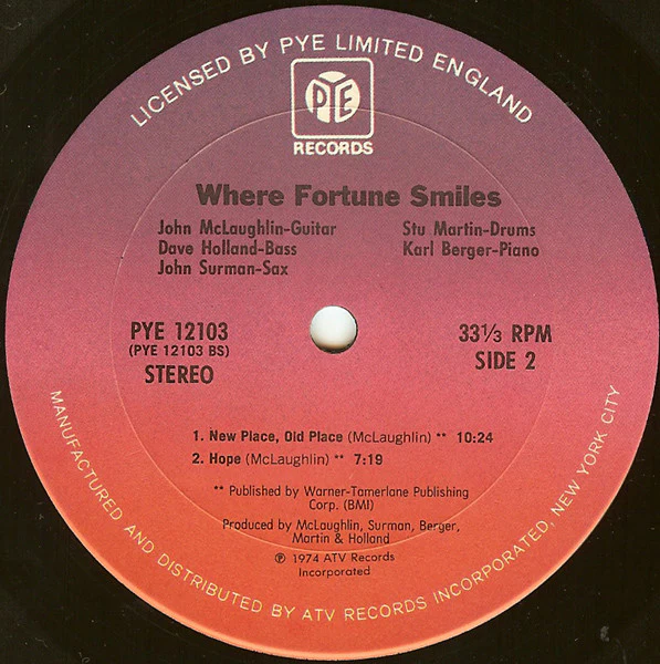 John McLaughlin, Dave Holland, John Surman, Stu Martin, Karl Berger - Where Fortune Smiles (LP, Album, RE) (Very Good Plus (VG+)) - Image 4
