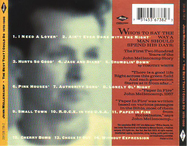 John Mellencamp* - The Best That I Could Do (1978-1988) (HDCD, Comp, PMD) (Very Good Plus (VG+)) - Image 2