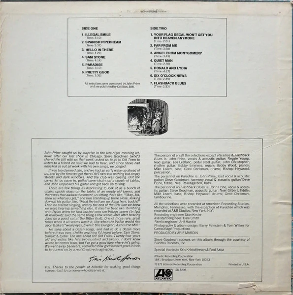 John Prine - John Prine (LP, Album, PR ) (Very Good (VG)) - Image 2
