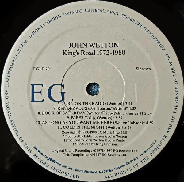 John Wetton - King's Road 1972-1980 (LP, Comp, Gra) (Near Mint (NM or M-)) - Image 4