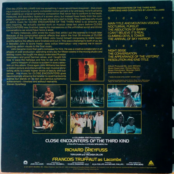 John Williams - Close Encounters Of The Third Kind (Original Motion Picture Soundtrack) (LP, Album, Pit + 7", S/Sided, Single, Styrene, Pit) (Very Good Plus (VG+)) - Image 2