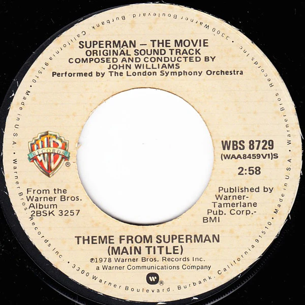 John Williams Conducting The London Symphony Orchestra* - Theme From Superman (Main Title) (7", Single, Jac) (Very Good Plus (VG+)) - Image 3