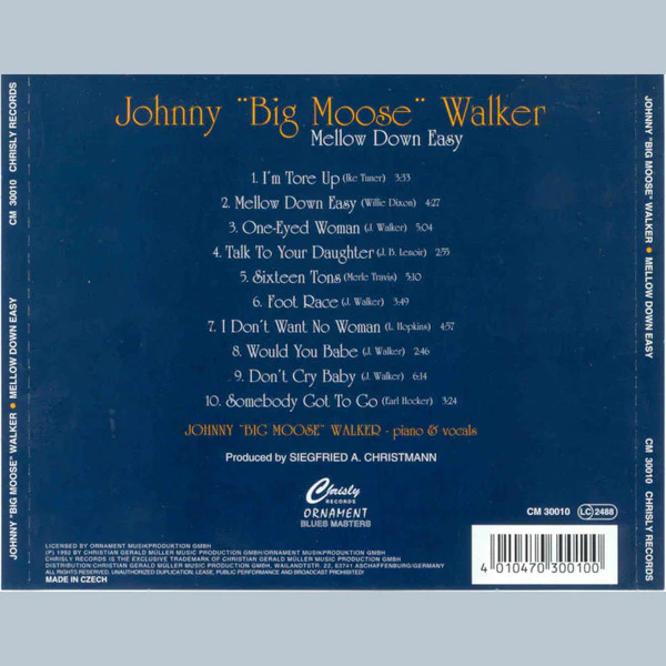 Johnny "Big Moose" Walker - Mellow Down Easy (CD, Album) (Very Good Plus (VG+)) - Image 2