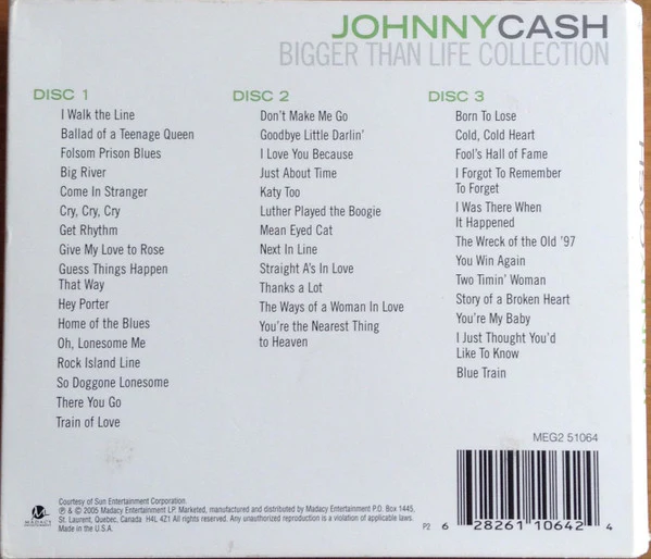 Johnny Cash - Bigger Than Life Collection (3xCD, Comp) (Near Mint (NM or M-)) - Image 2