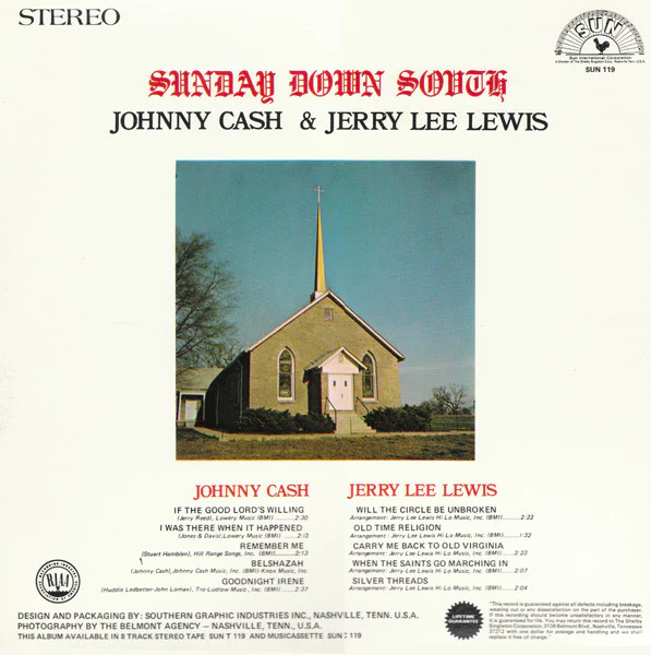 Johnny Cash & Jerry Lee Lewis - Sunday Down South (LP, Comp) (Very Good (VG)) - Image 2