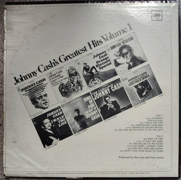 Johnny Cash - Johnny Cash's Greatest Hits (Volume 1) (LP, Comp, Ter) (Very Good (VG)) - Image 2