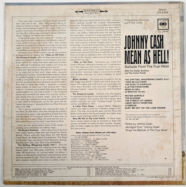 Johnny Cash - Mean As Hell! - Ballads From The True West (LP, RP, Ter) (Very Good (VG)) - Image 2
