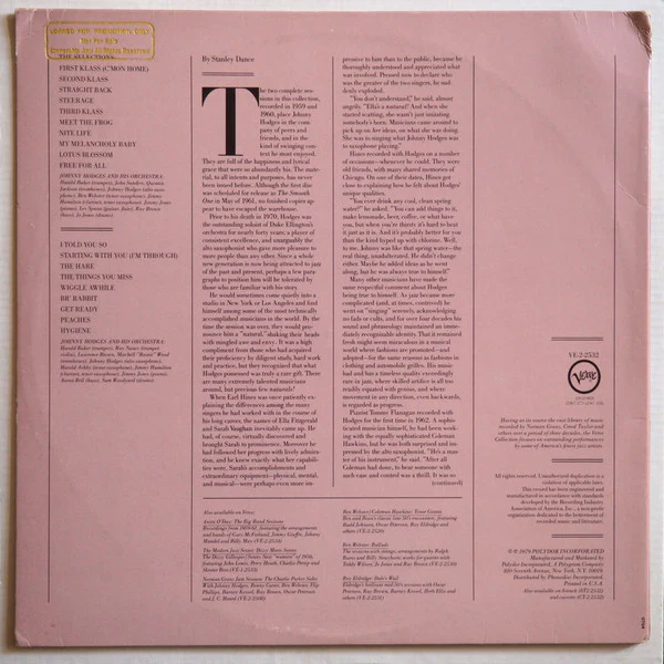 Johnny Hodges - The Smooth One (2xLP, Promo, Gat) (Very Good Plus (VG+)) - Image 2