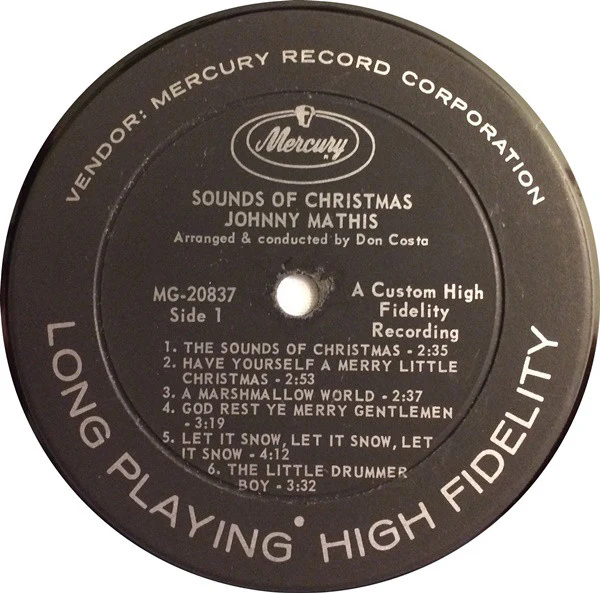 Johnny Mathis - Sounds Of Christmas (LP, Album, Mono) (Very Good Plus (VG+)) - Image 3