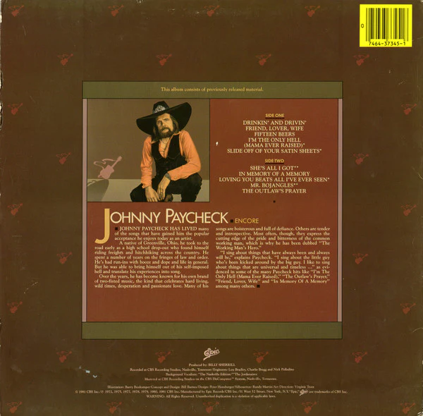 Johnny Paycheck - Encore (LP, Comp) (Very Good Plus (VG+)) - Image 2
