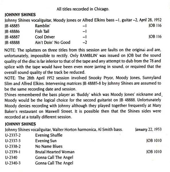 Johnny Shines And Robert Lockwood Jr. - Johnny Shines And Robert Lockwood (CD, Comp, RM) (Very Good Plus (VG+)) - Image 3