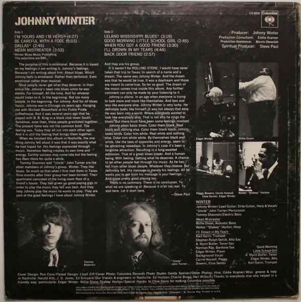 Johnny Winter - Johnny Winter (LP, Album, Pit) (Very Good Plus (VG+)) - Image 2